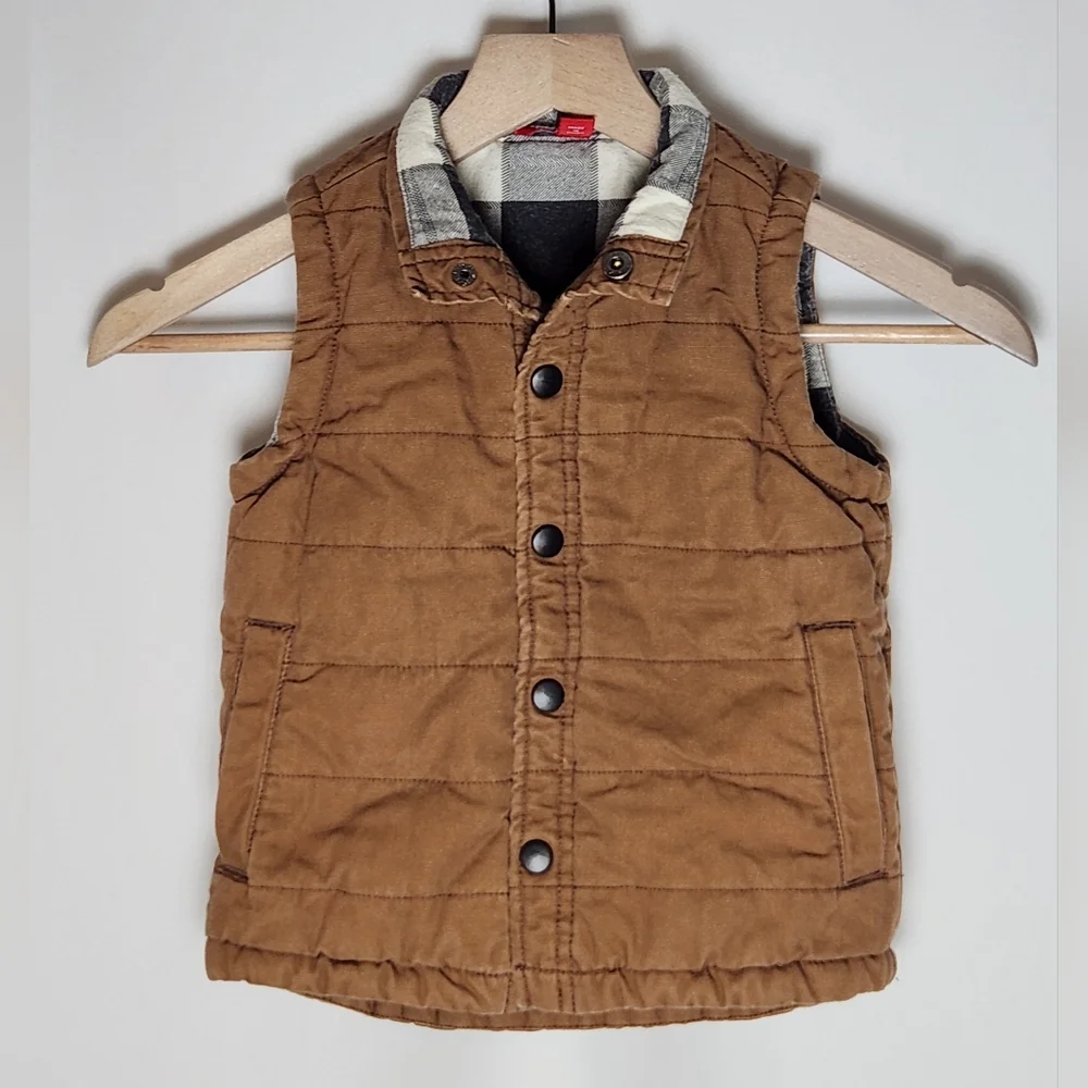 UNIONBAY Brown Quilted Kids Vest Flannel Lined